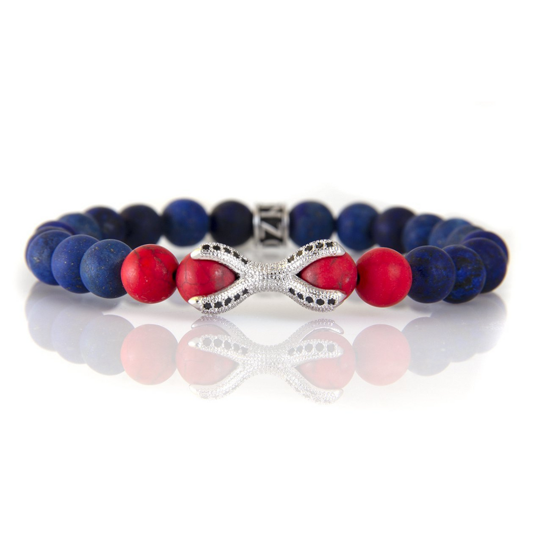 Luenzo Claw Red Jasper and Lapis Lazuli Bead Bracelet