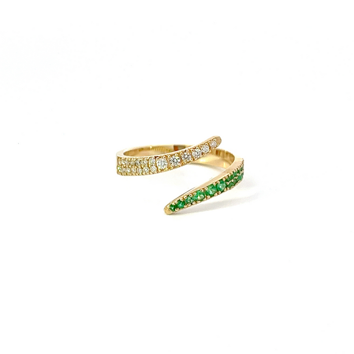 Diamond & Green Emerald Twist Wrap Ring