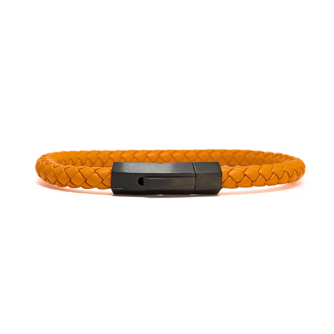 Luenzo Bright Orange Genuine Leather Bracelet