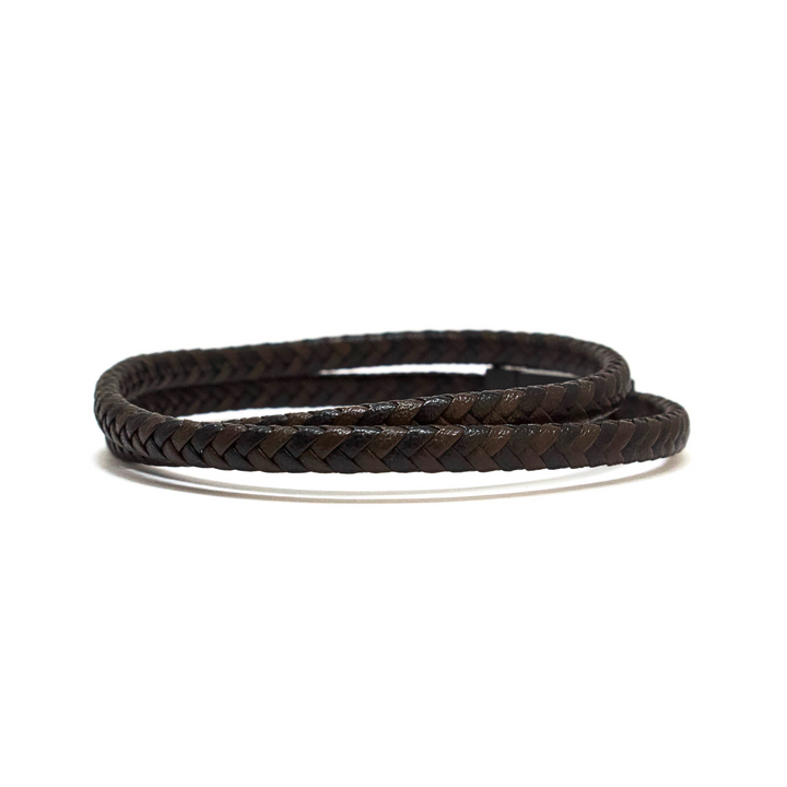 Luenzo Black & Brown Double Wrap Genuine Leather Bracelet