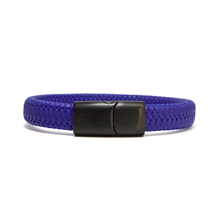 Luenzo Electric Blue Thick Genuine Leather Bracelet