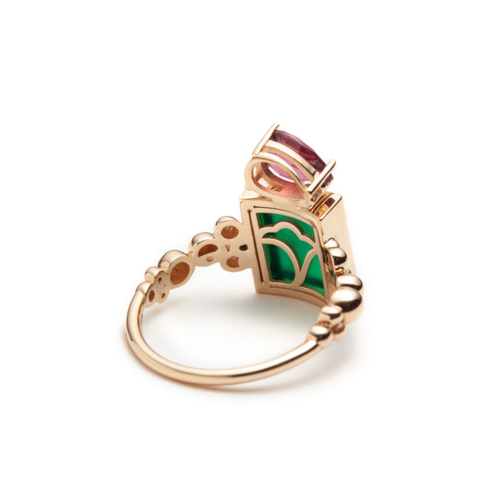 Serafino Joya Green Agate & Rhodolite Ring