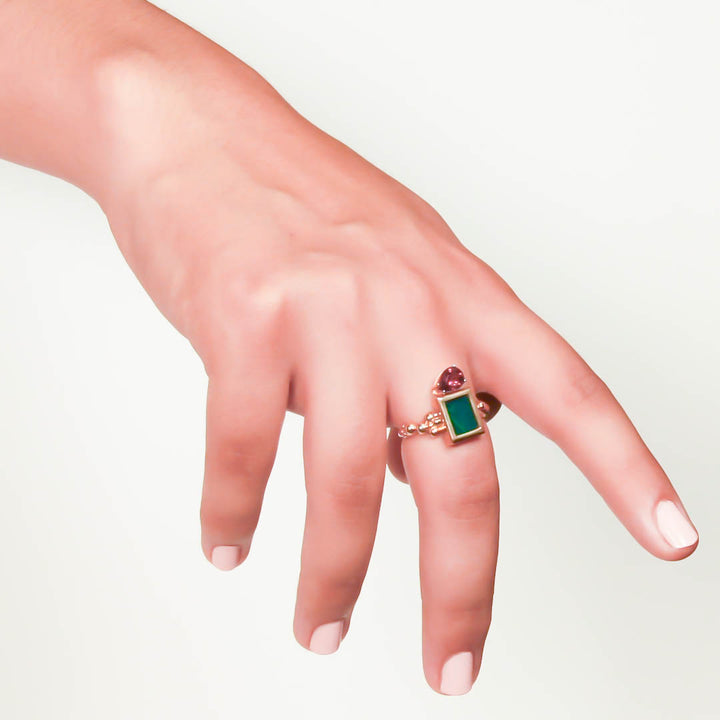Serafino Joya Turquoise & Peridot Ring