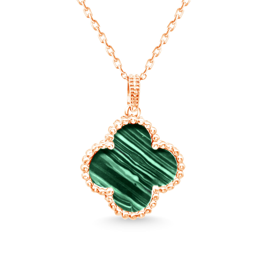 Trèfle Necklace with Malachite Inlay