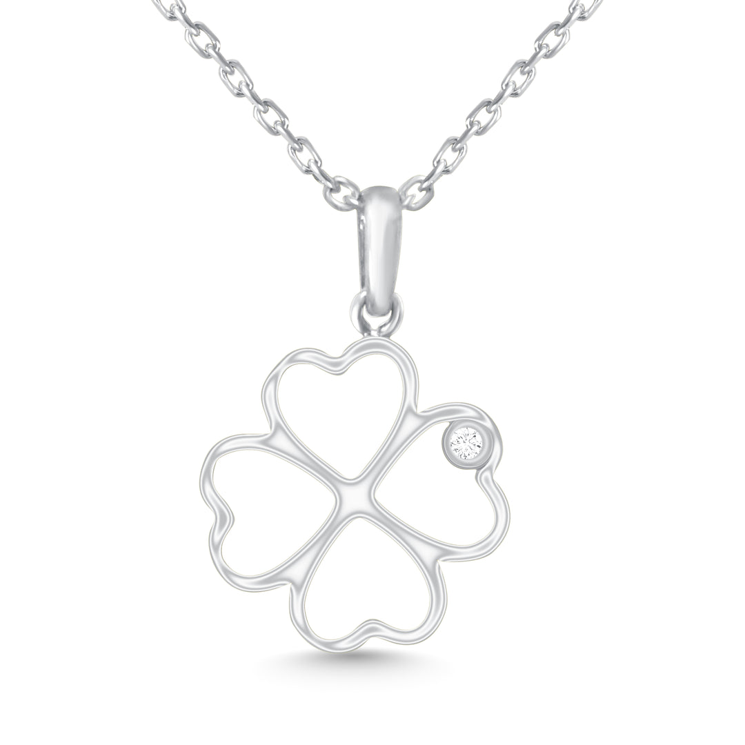 Four Leaf Luck Necklace with Cubic Zirconia Stone