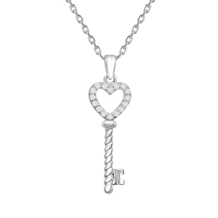 Key To My Heart Necklace with Cubic Zirconia Crystals